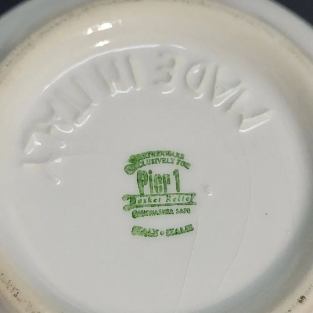 Pier One Import Coffee Mugs Made In Italy White Set Of 3. Glazing